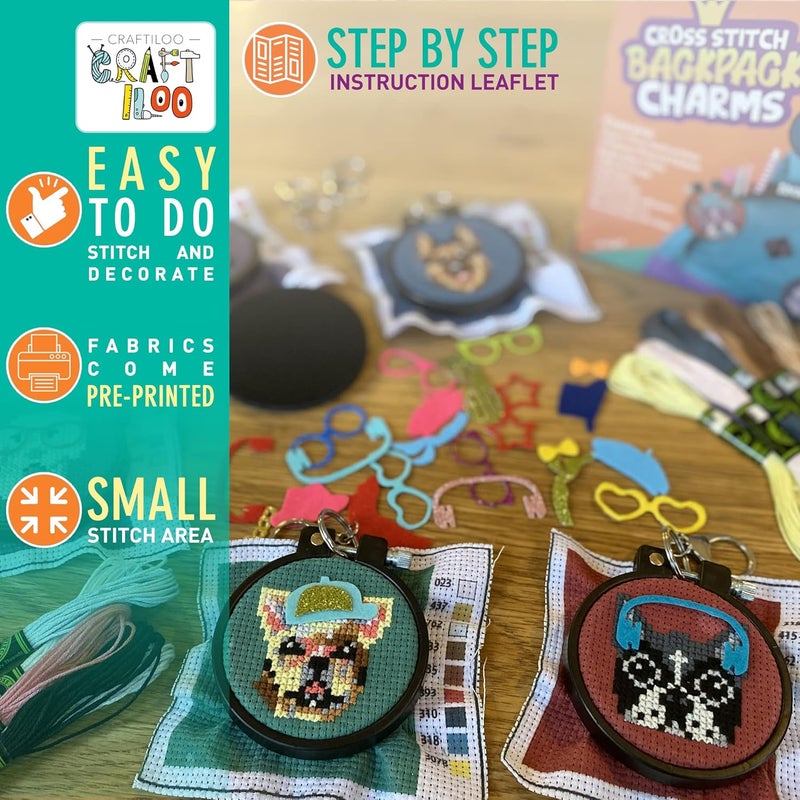CRAFTILOO Dogs Cross Stitch Kits for Beginners. 5 Stamped Cross Stitch Kits for Kids.Needlepoint Kits for Beginners. Embroidery Kit for Kids. Crossstitch Kit for Beginners. (Dogs) - Image 2